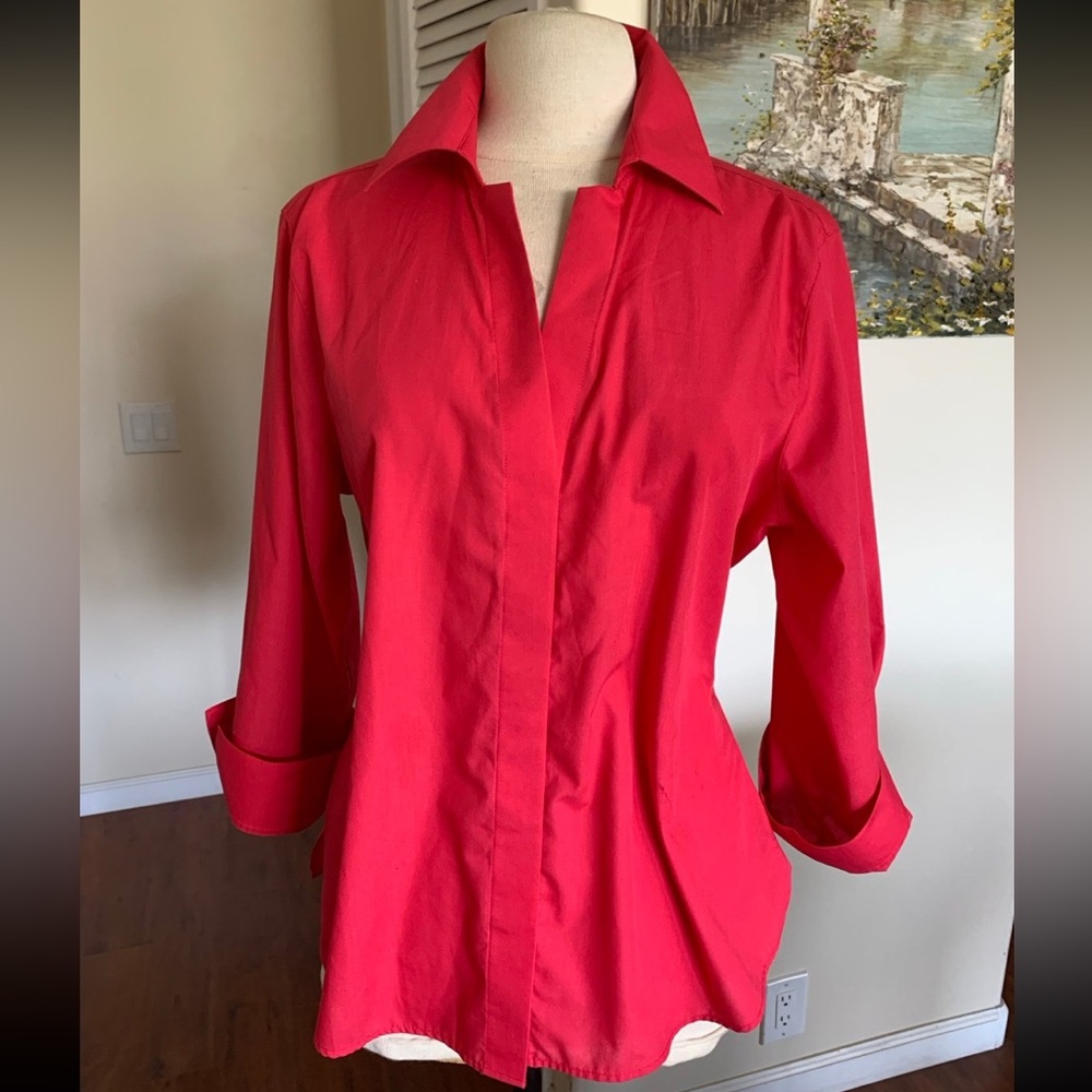 Foxcroft Red Button Down Shirt size 16